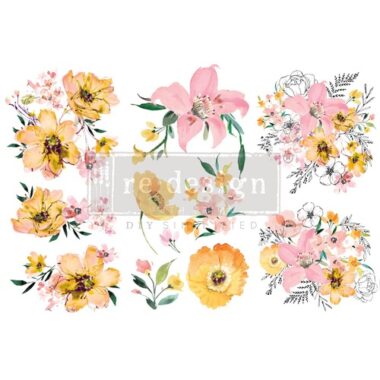 Decor Transfer "Watercolor Lush" art 656058 3 fogli da 15x30 cm