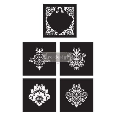 Stencil Set 5 Pz "Damask Style Mix" VP.657062® Cece Restyled